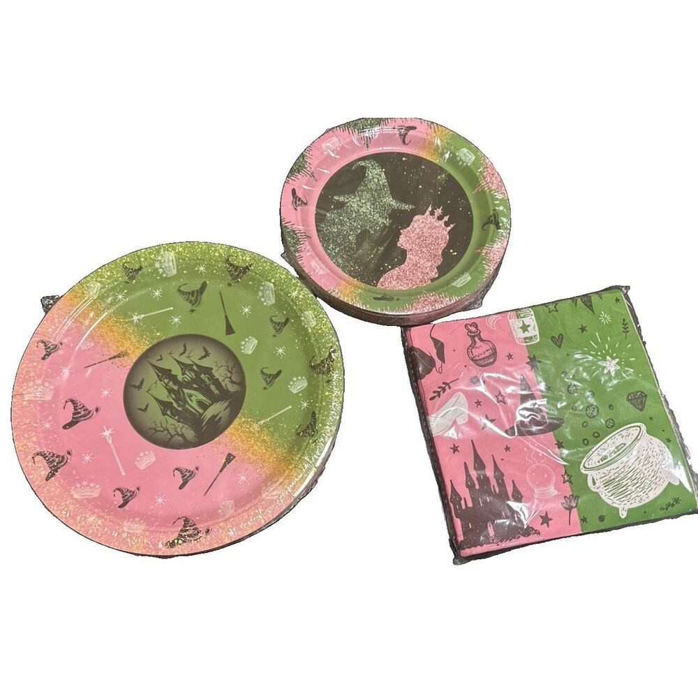 (#70) Witch and Princess Party Tableware Set Plates+Napkins for 25 Guests, New,